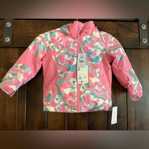 Roxy Kids Snow Jacket in Pink and Blue-Snowy Tale -size 3Y